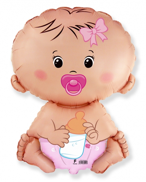 Фольгированный шар Фигура, Малышка девочка, Розовый.
