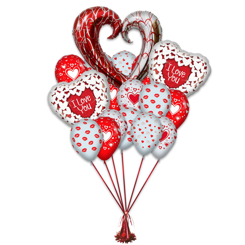 Букет «Сердце » из 20 воздушных шаров  3 фольгированных фигур