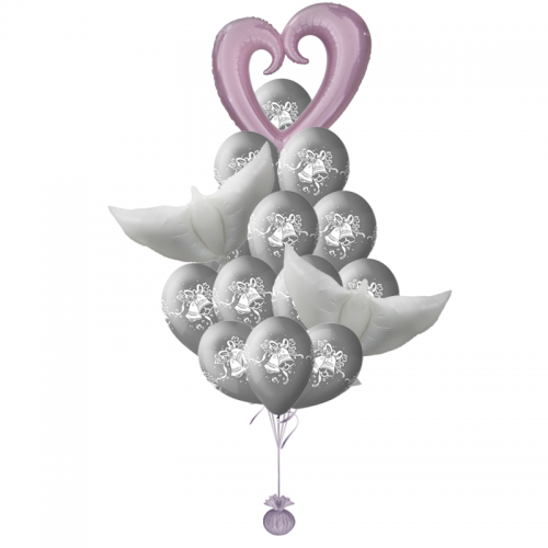 «Серебряная свадьба» букет из воздушных шаров на свадьбу с гелием