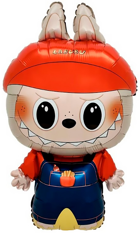 Фольгированный шар Фигура Плюшевый Лабубу в комбинезоне